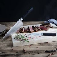 Ensemble de 4 couteaux à steak modernes en acier inoxydable de qualité professionnelle, réglables, avec poignées en plastique écologiques