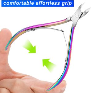 Coupe-cuticules en acier inoxydable à 16 dents, double ressort, couleur or rose, pour droitier, outil de manucure - Product Image 4