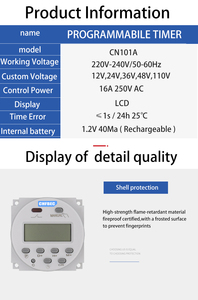 Chfbbec 12v 24v 36v 48v 110v 220v דיגיטלי lcd כוח שבועי 7 ימים לתכנות מתג זמן לתכנות 10a מיני שעון - Product Image 6