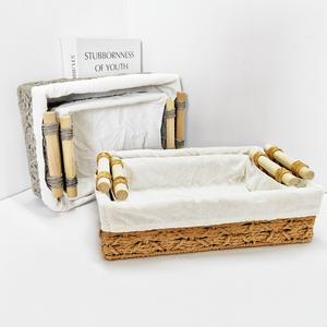 Cestas de Almacenamiento Tejidas a Mano, Rectangulares, de Tela de Lino, Color Gris Albaricoque, Estilo Cajón, Cesta de Organización para el Hogar RD238003 - Product Image 4