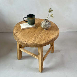 Chevet rond convertible moderne en bois de récupération, meubles de chambre à coucher en bois massif, artisanat en métal, décoration intérieure, ensemble extérieur - Product Image 4