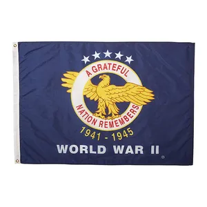 Bendera Peringatan WWII 3X5 Kaki Spanduk Bendera Veteran Memorial WW2 Perang Dunia Amerika