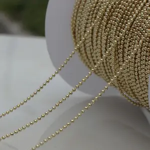 NANA high quality 14k italian gold plated chain,1.2/1.5mm brass bead gold chain