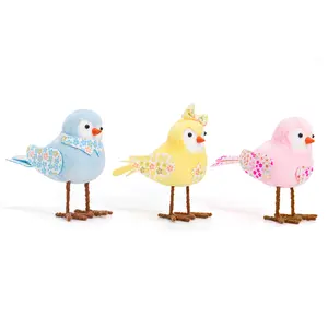 China Factory Supplier Spring Window Decorations Microfiber Handmade Spring Birds 3D Figures Robin Bird Ornament