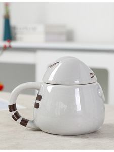 <span class=keywords><strong>Tasse</strong></span> en céramique Fatty Cat grise avec couvercle, forme de dessin animé 3D, <span class=keywords><strong>tasse</strong></span> à café au lait <span class=keywords><strong>Totoro</strong></span> - Product Image 3