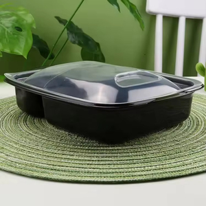 Conteneur alimentaire jetable, boîte à emporter jetable, boîte à lunch bento à 2 compartiments, anti-fuite - Product Image 3