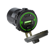 Adaptateur de charge rapide USB-B+Type-C pour voiture, alimentation 66W, affichage LED, interrupteur d'alimentation, prise de charge pour voiture