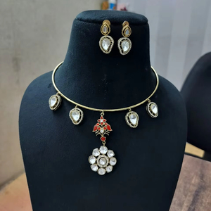 ชุดจี้ใหม่ป้องกันการเสื่อมเสียของชุดสร้อยคอหินธรรมชาติชุดปาร์ตี้ออกแบบพรีเมี่ยมเครื่องประดับผู้หญิงอินเดียทำด้วยมือสินค้าจำนวนมาก - Product Image 1