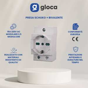 Prise murale modulaire Gloca Schuko 16A 250V AC 2,5 DIN XQ-318 avec mise à la terre standard en plastique - Product Image 2