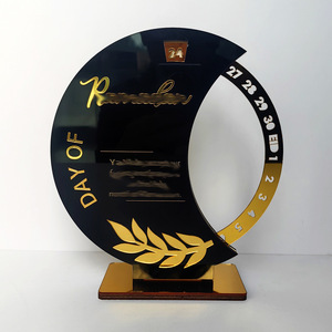 Vassoio in Legno per Decorazioni Festive con Conto alla Rovescia e Ornamento Acrilico Rotante per Feste - Product Image 1