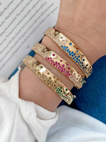 Bracelet fantaisie Lady avec zircon cubique arc-en-ciel coloré bijoux à breloques pour femmes Bracelet plaqué or 18 carats