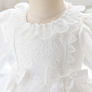 Nuovo Stile Abito da Battesimo per Bambina, Elegante Vestito Principessa in Pizzo, Abito Gonfio con Cappello per <span class=keywords><strong>Cerimonia</strong></span> del Primo Mese - Product Image 4