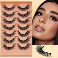 Faux cils supérieurs transfrontaliers, en fibres synthétiques semi-artisanales, naturellement recourbés, noir intense, cils en bande 3D naturels