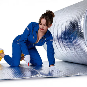 Matériau d'isolation <span class=keywords><strong>thermique</strong></span> écologique directement de l'usine : <span class=keywords><strong>rouleau</strong></span> de <span class=keywords><strong>mousse</strong></span> EPE laminée avec feuille d'aluminium de 10 mm et film à bulles - Product Image 1