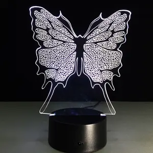 아크릴 야간 조명 어린이 나비 3D Led 야간 램프 장난감 라이트 7 색