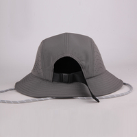 Topi Bucket Boonie Aussie 5 Panel Custom, Laser Cut, Bernapas, Pinggiran Lebar, Tali Pengikat Belakang yang Dapat Disesuaikan, untuk Hiking dan Memancing