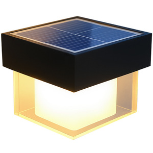 Lampe murale solaire d'extérieur carrée avec diffuseur en polycarbonate, lumière LED 12V alimentée par énergie solaire pour patio, couloir, balcon - Product Image 2