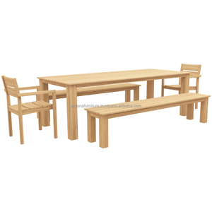 Moderno e durevole <span class=keywords><strong>tavolo</strong></span> da pranzo rettangolare in legno massello Set 2 panche 2 sedie <span class=keywords><strong>dimensioni</strong></span> personalizzate ristorante commerciale Hotel banchetto - Product Image 2