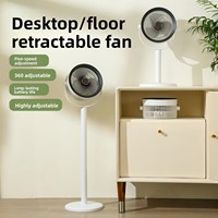 Ventilateur électrique portable de 7 pouces avec tige de traction, cinq vitesses, rechargeable par USB, pour bureau, table ou sol