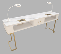 Table de manucure moderne en marbre avec support métallique, idéale pour salon de beauté, double ou simple, pour atelier, centre commercial et hôtel