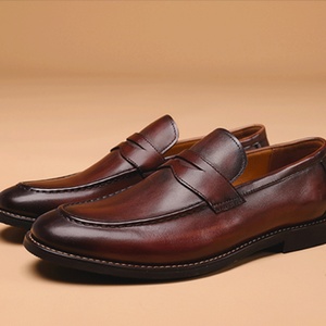 Men's Business Casual Genuine Leather <b>Toe</b> Plush Lining Loafers Rubber Outsole Fashion Trend Slip-On Shoes Spring Summer Autumn - Product Image 2