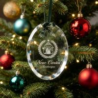 Ornements de Noël en verre transparent HBL en gros, personnalisables avec logo, pendentifs en cristal, décorations suspendues claires