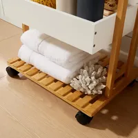 Chariot de rangement en bambou à 4 étagères avec roulettes et plateaux, organisateur de meubles pour salon, cuisine, salle de bain