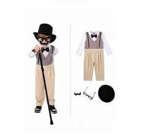 Nuovo <span class=keywords><strong>Costume</strong></span> da Nonna con Vestito a Fiori per Bambini, Travestimento da <span class=keywords><strong>Vecchia</strong></span> Donna per Halloween e Carnevale con Parrucca e Bastone - Product Image 4