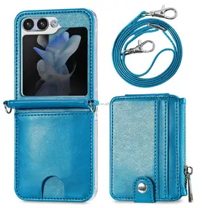 China Guangdong Leather Shoulder Cross Body Smartphone Cellphone Mobile Phone Chain Case For Samsung Galaxy Z Flip 5 Phone Cover
