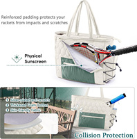Sac de sport multifonctionnel imperméable pour raquettes de tennis, pickleball et badminton avec compartiment à chaussures