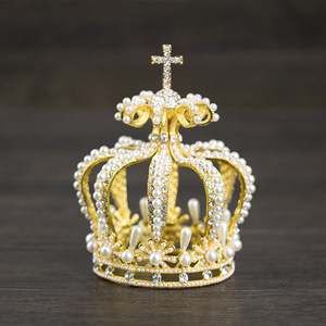 <span class=keywords><strong>Couronne</strong></span> de banquet diamant reine de mariée personnalisée <span class=keywords><strong>couronne</strong></span> de strass perle de cristal de perles couronnes de reconstitution historique et diadèmes - Product Image 2