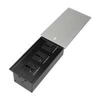 Panel Deslizante de Aleación de Aluminio Fynova, Caja de Conexiones Multimedia Integrada en la Superficie de la Mesa de Conferencias con Puerto USB Europeo