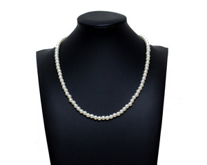 Collar de perlas blancas Estilo Vintage unisex, cadena de plata, 18, 20, 22 y 24 pulgadas - Product Image 2