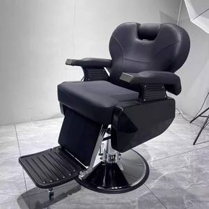 Fauteuil de Barbier Professionnel Hydraulique Noir Inclinable pour Salon de Coiffure Classique - Product Image 4