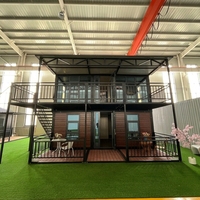 Casa Contenedor de Acero Ligero de 4 Dormitorios y Dos Pisos, Diseño de Mediados de Siglo, Origen Shandong; Resistente a Huracanes, Plegable