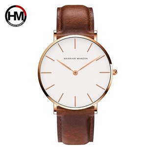 Montre à quartz pour homme Hannah Martin, mouvement japonais, étanche, bracelet en cuir fin, mode européenne décontractée CB01 - Product Image 3