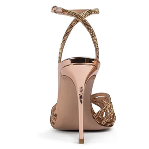 Nuova Tendenza Sandali con Tacco Alto da Donna, <span class=keywords><strong>Oro</strong></span> <span class=keywords><strong>Rosa</strong></span> con Strass, Punta Aperta e Cinturino alla Caviglia - Product Image 6