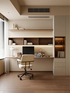 Bibliothèque en bois aux couleurs primaires modernes avec bureau intégré pour salon, étagère de rangement écologique, mobilier de maison personnalisable - Product Image 6