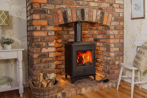 Chimenea Independiente de Hierro Fundido para Leña HF907 Negra de 8KW, Chimenea de Fuego Real para Sala de Estar de Villa, Certificación EcoDesign - Product Image 6