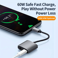 Adaptateur audio USB C 3,5 mm, puce DAC Hi-Fi, charge rapide PD 60W, séparateur de casque 2 en 1, aluminium, iPhone 16 Pro Max