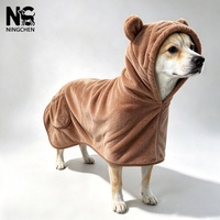 Peignoir de séchage pour chien G-Ultra absorbant avec poche - Serviette de bain pour animaux respectueuse de la peau, facile à mettre et à enlever après la douche
