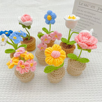 Le plus populaire fait à la main Crochet fleurs en pot Mini tricoté plante en pot décoration de la maison tricoté Bouquet Saint Valentin cadeaux