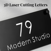 Papan Nomor Rumah Akrilik Custom Laser Cut Modern untuk Luar Ruangan, Plakat Nama Alamat 3D, Papan Nama Keluarga