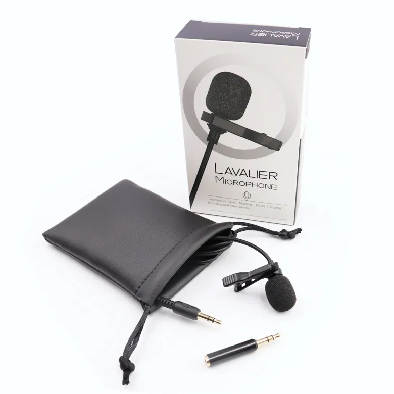 En gros personnalisé 3.5mm jack revers microphone filaire lavalier microphone haut-parleur