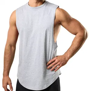 Wholesale Sleeveless Polyester Drop Armhole Tank Top Men Workout Gym Tank Top Men