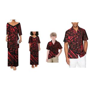Vendita calda grande gente Oversize Puletasi 2 pezzi Set abito da uomo Hawaii Design polinesiano di lusso Aloha camicie famiglia Set - Product Image 1