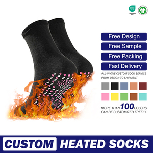 Atacado fino auto-aquecimento saúde meias com pontos antiderrapantes terapia magnética pé massagem aquecida inferior logotipo posição - Product Image 2