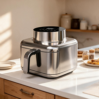 Friteuse à air électrique Longbank 1800W, contrôle numérique intelligent, acier inoxydable, grande capacité 6 litres avec 6 programmes de cuisson prédéfinis