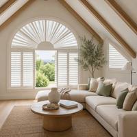 Persianas de Madera de Paulownia para Ventanas Arqueadas, Persianas con Forma de Arco Personalizadas para Decoración de Interiores de Hogar, Dormitorio y Sala de Estar