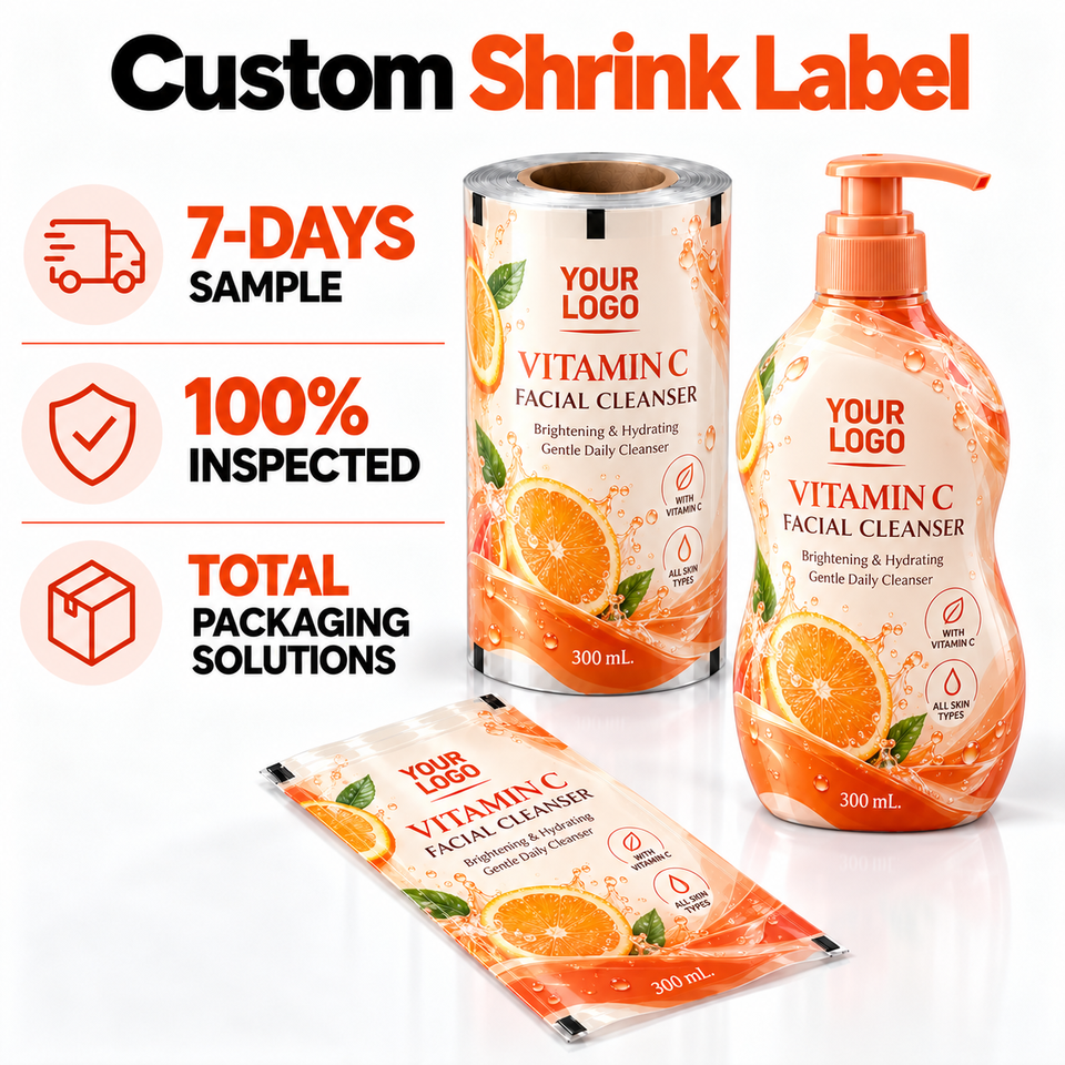 Vitamin C Facial Cleanser Shrink Sleeve Label Roll Film for Contoured ...